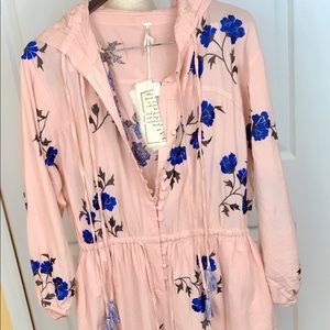 Free People Pink/Rose Jumper with Hoodie Xs/Sm